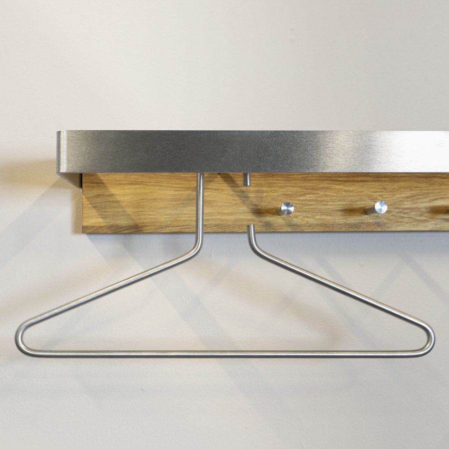 SPINDER DESIGN rektangulr Noa knaggrekke, m. 5 kroker og hengerstang - stl