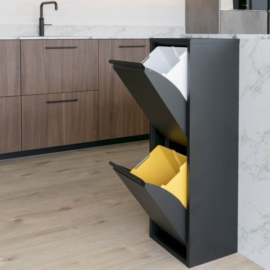 SPINDER DESIGN Gigi affaldsspand, m. 2 rum - sort stl (34x25)