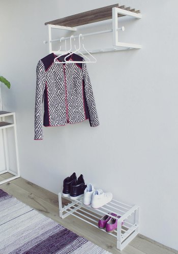 SPINDER DESIGN rektangulr Rex skohylle, m. 2 hyller - hvitt stl