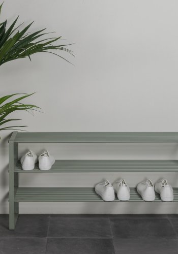 SPINDER DESIGN Rex skoreol, m. 3 hylder - stvgrnt stl (100x29)