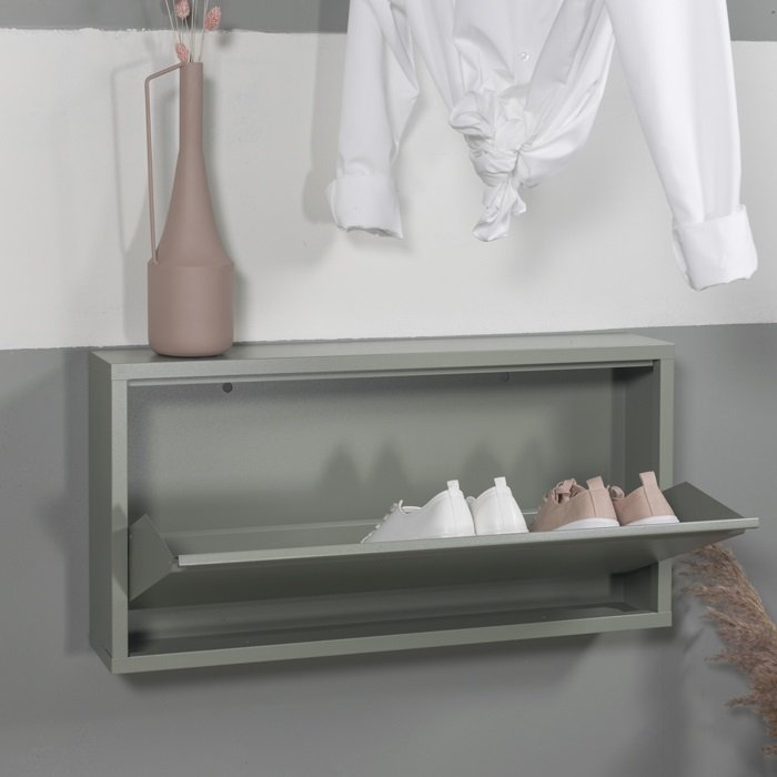 SPINDER DESIGN Billy skoskap, m. 1 dr, rektangulr - grnt stl (75x37,5)