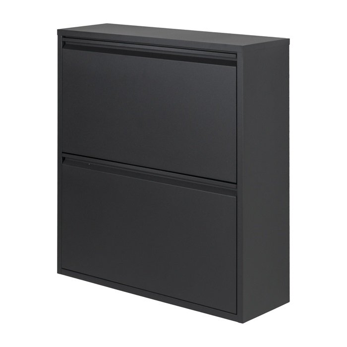 SPINDER DESIGN rektangulr Billy 2 skoskab, m. 2 lger - sort stl 