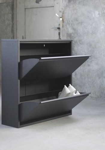 SPINDER DESIGN rektangulr Billy 2 skoskab, m. 2 lger - sort stl 