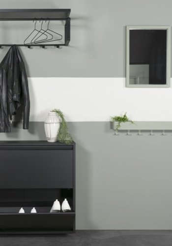 SPINDER DESIGN rektangulr Billy 2 skoskab, m. 2 lger - sort stl 