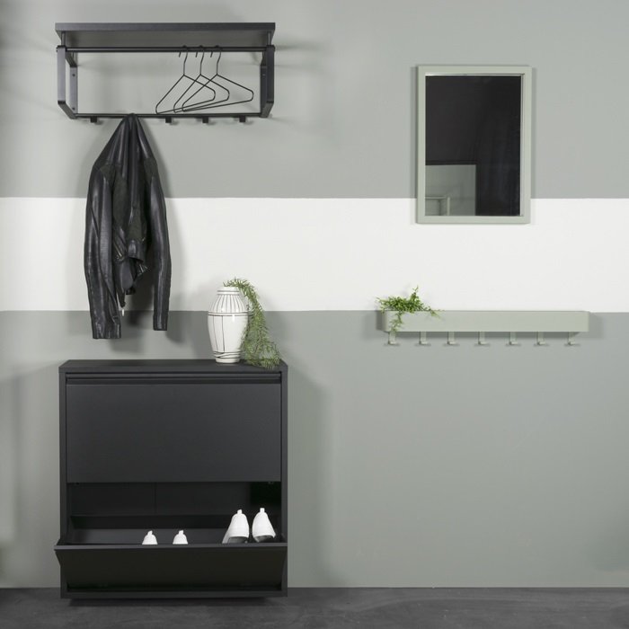 SPINDER DESIGN rektangulr Billy 2 skoskab, m. 2 lger - sort stl 