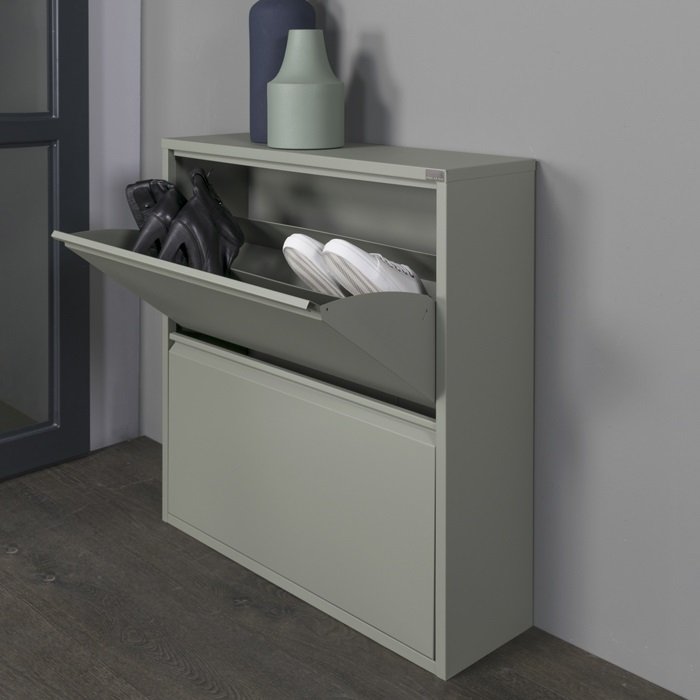 SPINDER DESIGN rektangulr Billy 2 skoskab, m. 2 lger - grn stl 