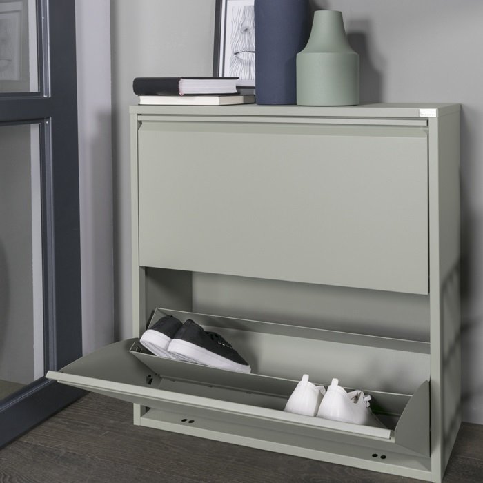 SPINDER DESIGN rektangulr Billy 2 skoskab, m. 2 lger - grn stl 