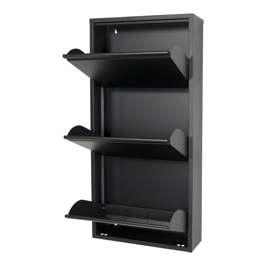 SPINDER DESIGN rektangulr Billy 3 skoskab, m. 3 lger - sort stl 