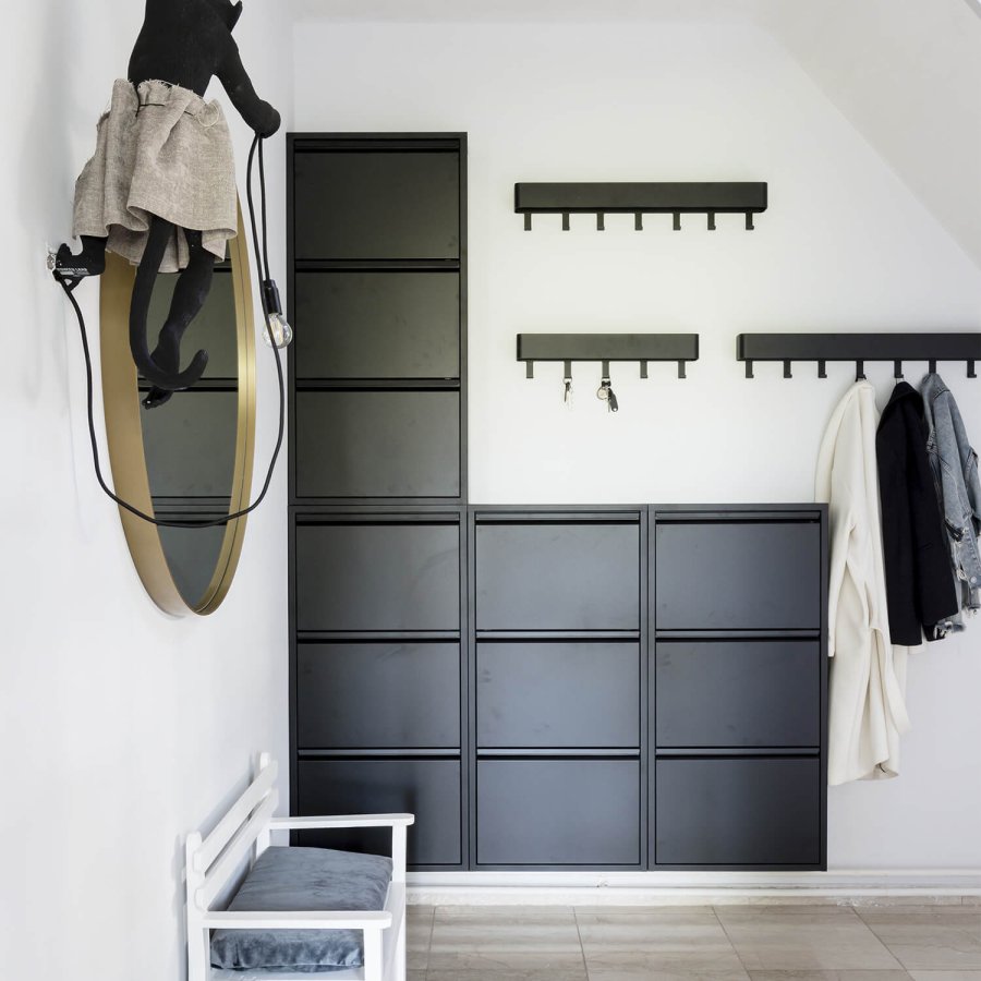 SPINDER DESIGN rektangulr Billy 3 skoskab, m. 3 lger - sort stl 