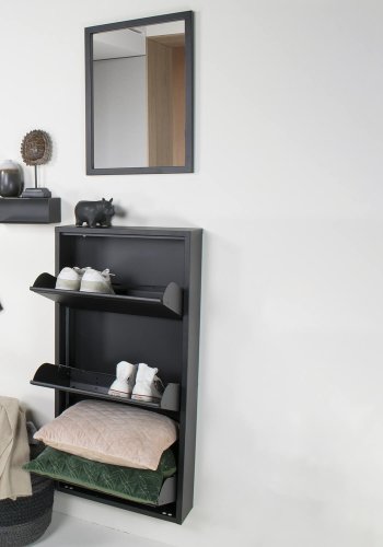 SPINDER DESIGN rektangulr Billy 3 skoskab, m. 3 lger - sort stl 