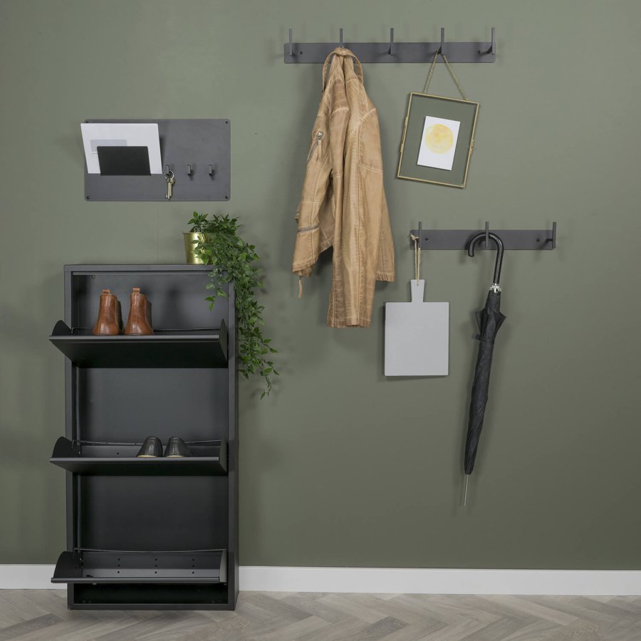 SPINDER DESIGN rektangulr Billy 3 skoskab, m. 3 lger - sort stl 