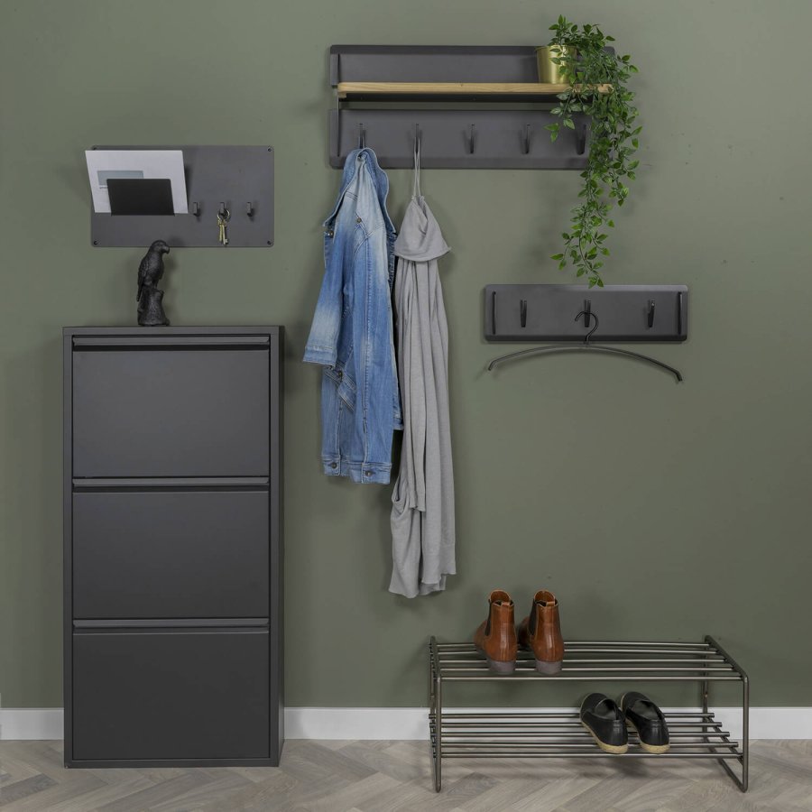 SPINDER DESIGN rektangulr Billy 3 skoskab, m. 3 lger - sort stl 