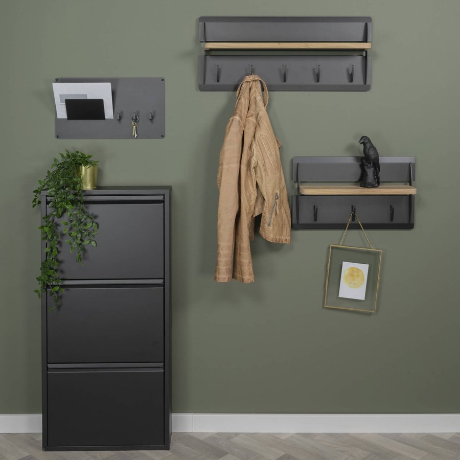 SPINDER DESIGN rektangulr Billy 3 skoskab, m. 3 lger - sort stl 