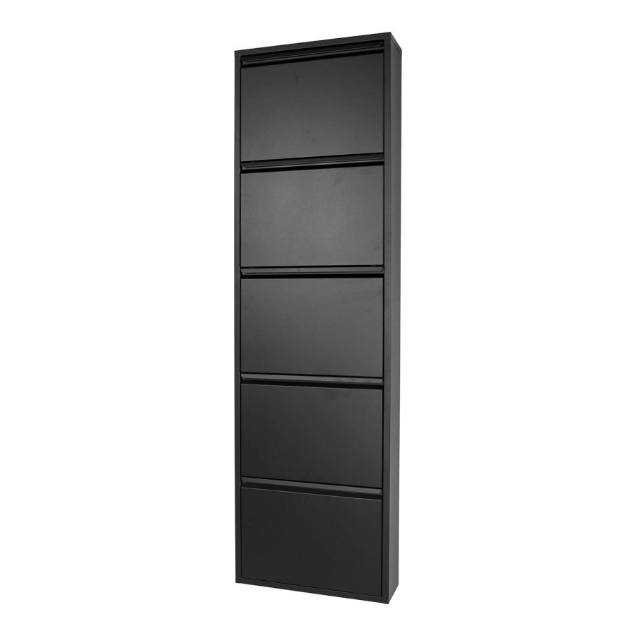 SPINDER DESIGN rektangulrt Billy 5 skoskap, m. 5 drer - sort stl 