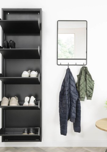 SPINDER DESIGN rektangulrt Billy 5 skoskap, m. 5 drer - sort stl 