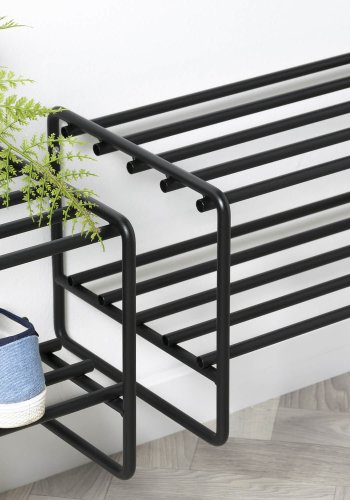 SPINDER DESIGN rektangulr Clint skohylle, m. 2 hyller - sort stl 