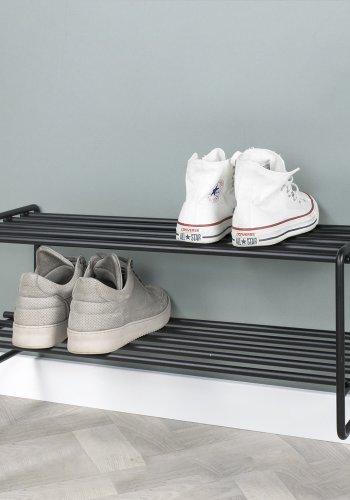 SPINDER DESIGN rektangulr Clint skohylle, m. 2 hyller - sort stl 