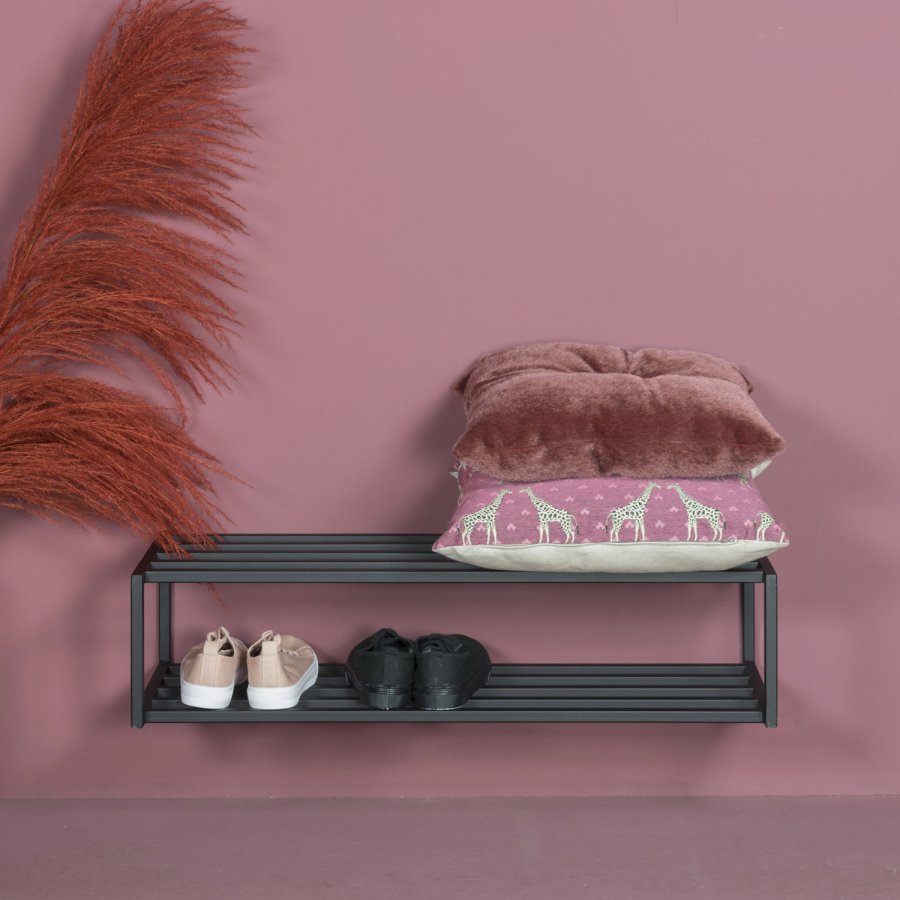 SPINDER DESIGN School skohylle, m. 2 hyller - svart stl