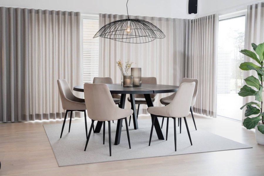 ROWICO rundt Fred spisebord - svart ask og svart metall (160)