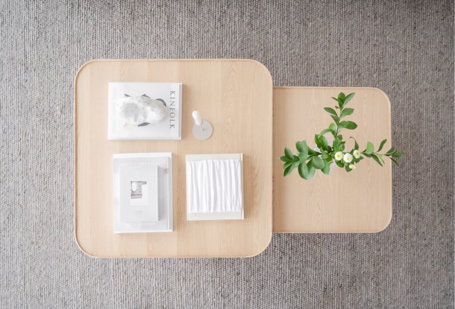 ROWICO Sullivan sofabord, kvadratisk - hvidpigmenteret egetrsfiner og egetr (80x80)