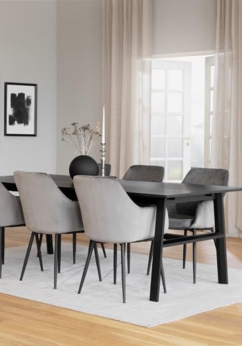 ROWICO Lancaster skjenk, m. 3 drer - svart tre og svart metall (160x75)