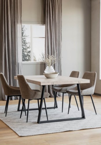 ROWICO Brooklyn spisebord - hvidpigmenteret tr og sort metal (170x95) 