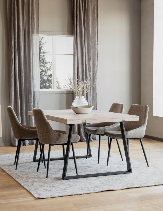 ROWICO Brooklyn spisebord - hvidpigmenteret tr og sort metal (170x95) 