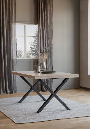 ROWICO Brooklyn spisebord - hvidpigmenteret tr og sort metal (170x95)