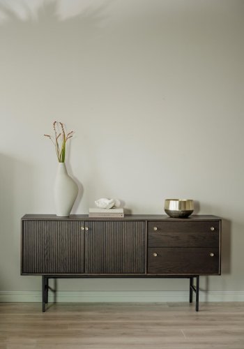 ROWICO Clearbrook sknk, m. 2 lger og 2 skuffer - brun tr og sort metal (160x75)