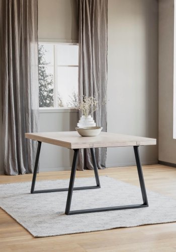 ROWICO Brooklyn spisebord - hvidpigmenteret tr og sort metal (170x95) 