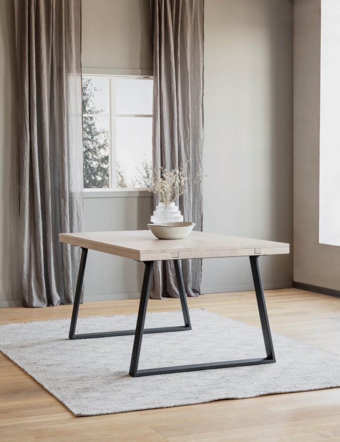 ROWICO Brooklyn spisebord - hvidpigmenteret tr og sort metal (170x95) 