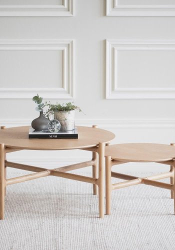 ROWICO Holton sofabord, rundt - naturlig eikefiner og eik