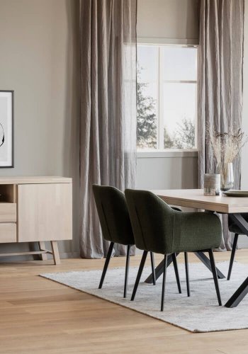 ROWICO Brooklyn spisebord - hvidpigmenteret tr og sort metal (170x95)