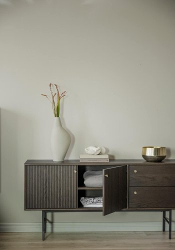 ROWICO Clearbrook sknk, m. 2 lger og 2 skuffer - brun tr og sort metal (160x75)