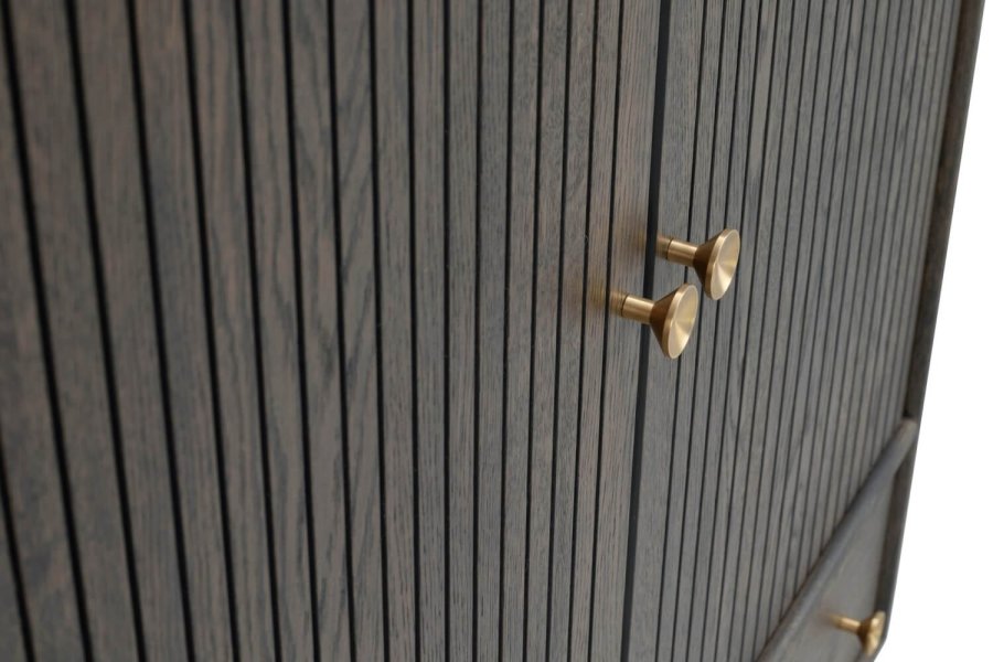 ROWICO Clearbrook skab 79, m. 2 lger og 1 skuffe - brun egetrsfiner og sort metal