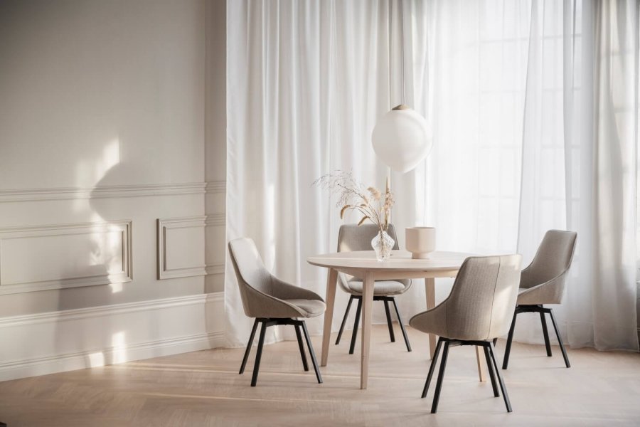 ROWICO Filippa spisebord, inkl. tillgsplade - hvidpigmenteret egetr (120(165)x120)