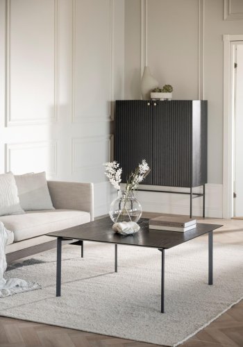 ROWICO Lancaster skap, m. 2 drer - svart tre og svart metall (100x40)