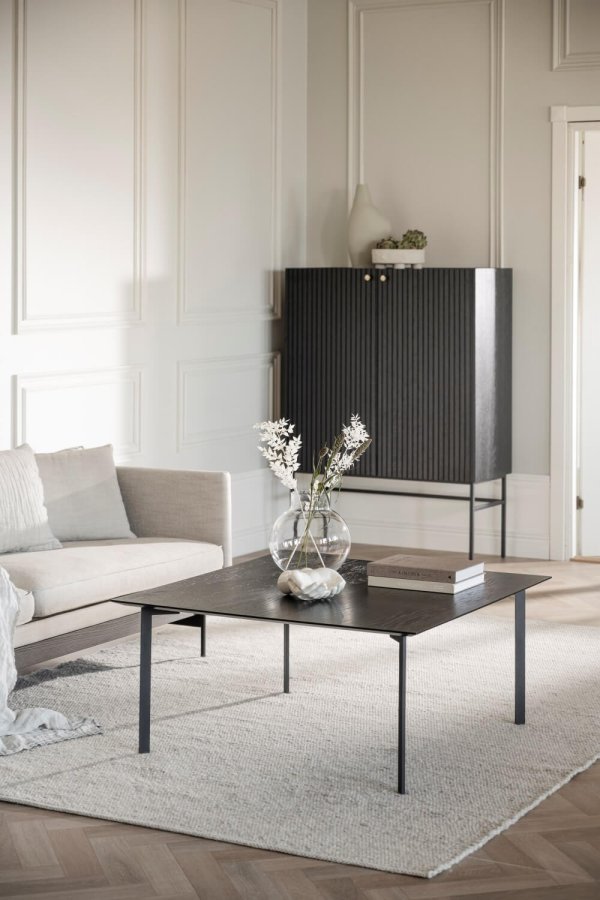 ROWICO Lancaster skap, m. 2 drer - svart tre og svart metall (100x40)