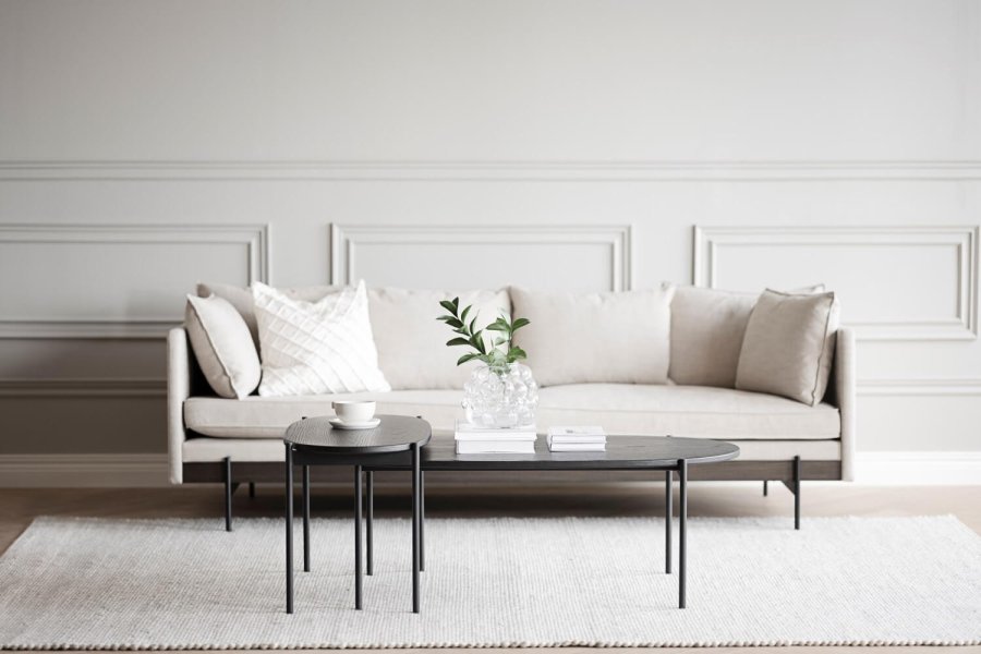 ROWICO oval Skye sofabord - sort egetrsfiner og sort metal (120x60)