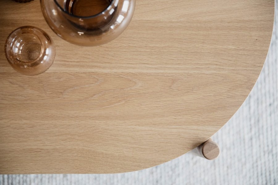 ROWICO Holton Couchtisch, oval - Eichenfurnier natur und Eiche (130x65)