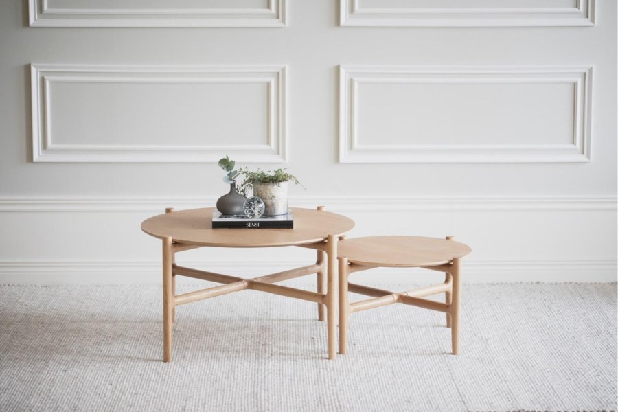 ROWICO Holton sofabord, rundt - naturlig eikefiner og eik