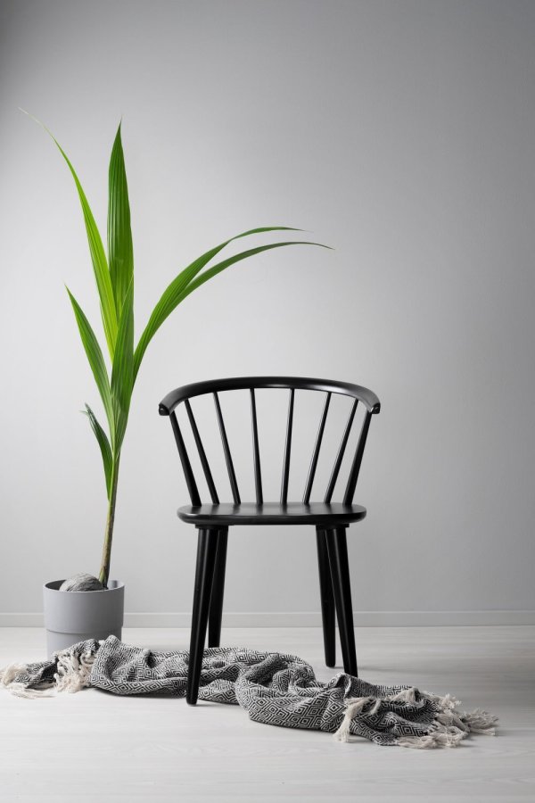 ROWICO Carmen spisebordstol - svart tre, m. armlener 