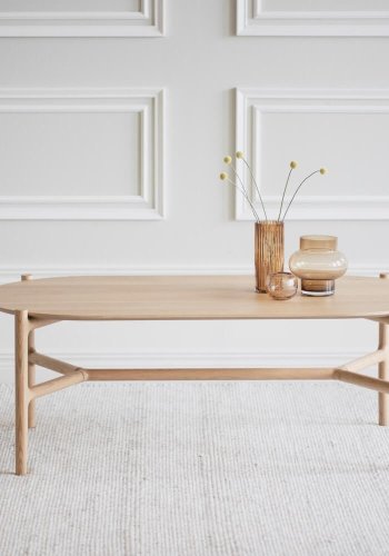 ROWICO Holton Couchtisch, oval - Eichenfurnier natur und Eiche (130x65)