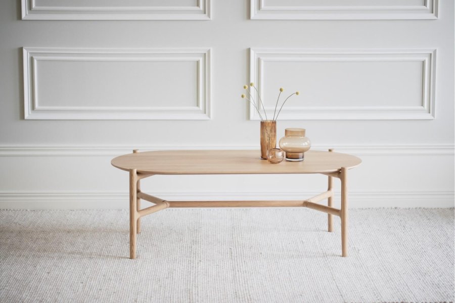 ROWICO Holton Couchtisch, oval - Eichenfurnier natur und Eiche (130x65)