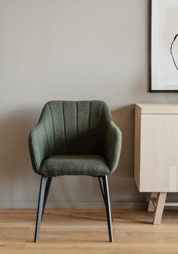 ROWICO Bolton spisebordsstol, med armlener - grnn polypropylen og svart metall