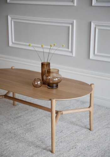 ROWICO Holton Couchtisch, oval - Eichenfurnier natur und Eiche (130x65)