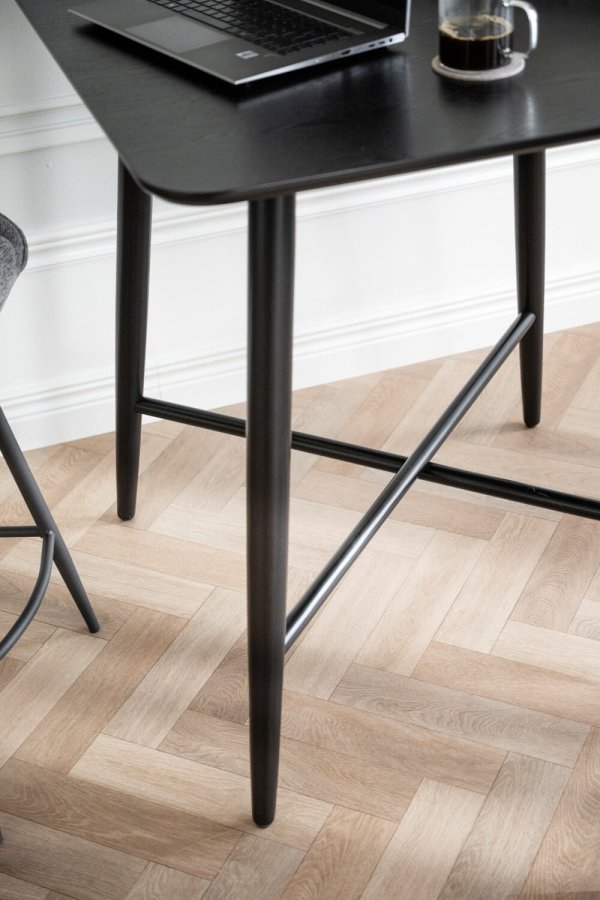 ROWICO Lotta Stehtisch, quadratisch - schwarzes Eschenfurnier und Gummibaumholz (90x90)