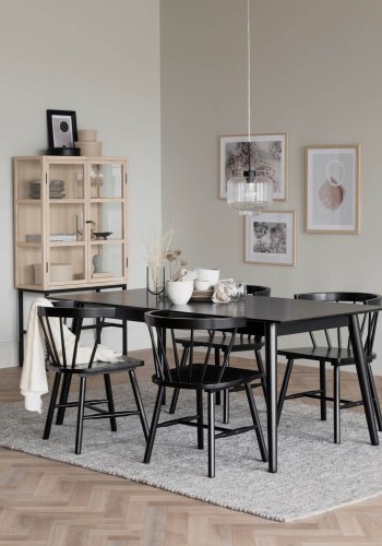 ROWICO Lotta spisebord - svart ask finer og gummitre (180x90)