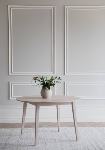 ROWICO Filippa spisebord, inkl. tillgsplade - hvidpigmenteret egetr (120(165)x120)