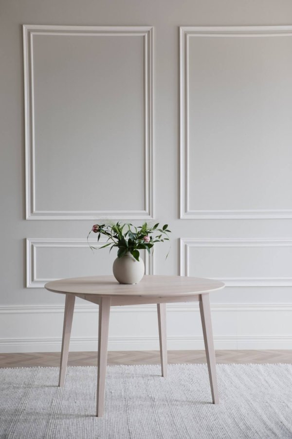 ROWICO Filippa spisebord, inkl. tillgsplade - hvidpigmenteret egetr (120(165)x120)